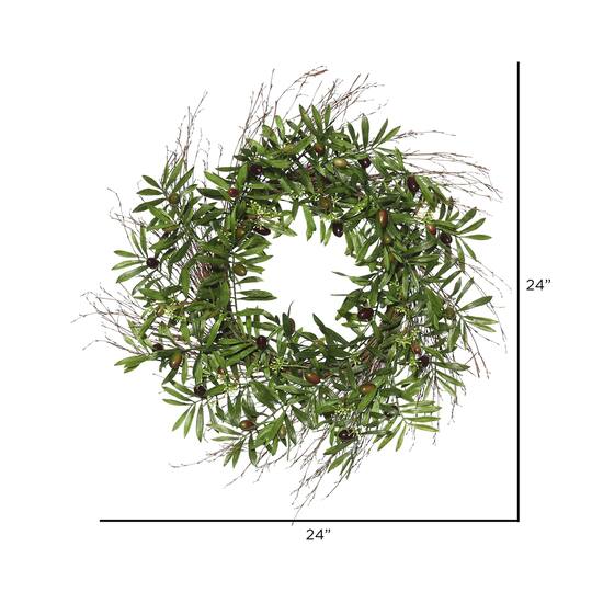 24" Green Olive Leaf Wreath
